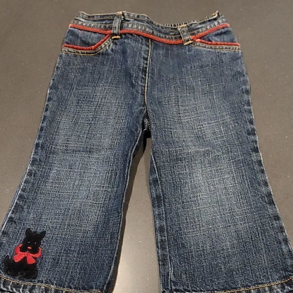 Gymboree 12-18 mos denim jeans w pink trim